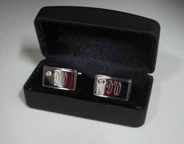 Diamante Cufflink Polished Set