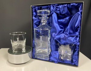 Whiskey Decanter & Two Glass Set